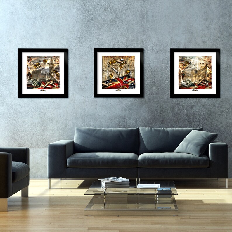 007 James Bond Martini Prints Triple Set Collector's Etsy