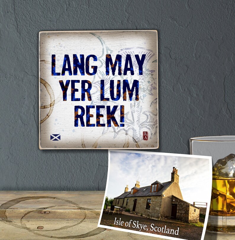 Gift for New Year 2024 Lang May Yer Lum Reek, Scottish Wish 5 x 5 Art Block Wall Tile image 1