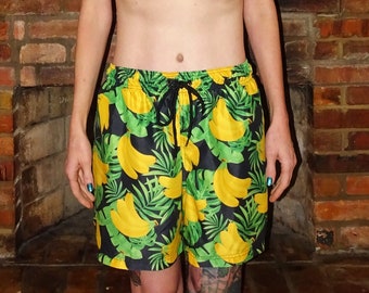 LKIMNJ Boys Swim Trunks Banana Tree Banana Leaves Quick Dry Comfortable Beach Board Shorts 