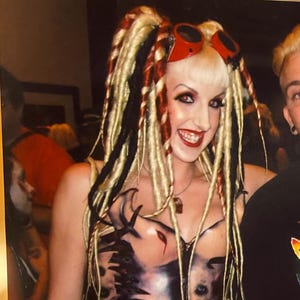 Blond Black & Rust Dread Falls hair extensions dreadlocks cyber goth