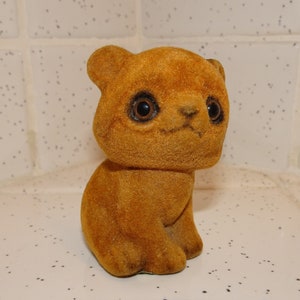 Vintage Josep Original Fuzzy Flocked Brown Bear Cub
