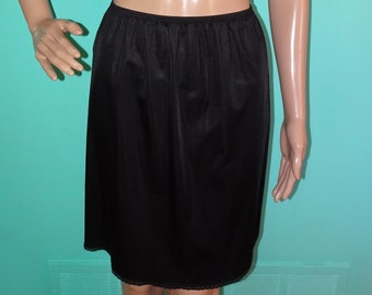 Vintage Black Vanity Fair Half Slip S lace undergarment pinup retro slip skirt