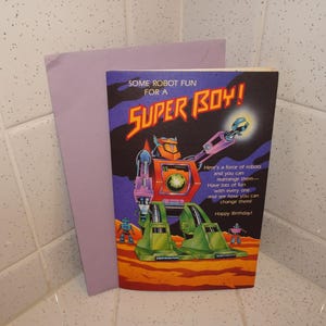 Vintage American Greetings Robot Super Boy Birthday Card build your own