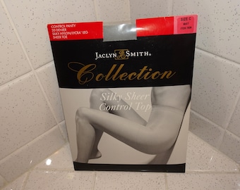 Vintage Jaclyn Smith Collection Silky Sheer Control Top Grey Pantyhose size C