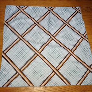 Vintage White Brown & Orange 1970s Geometric Head Scarf