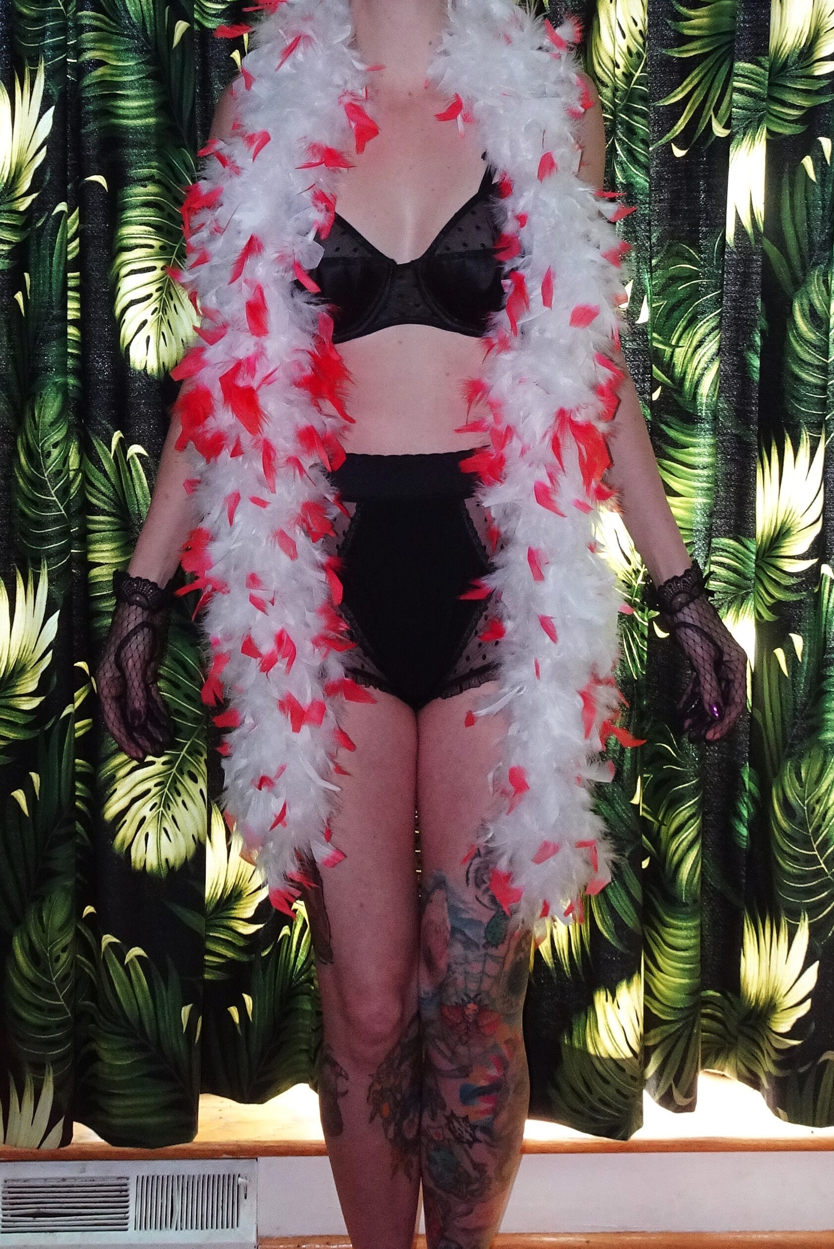 Vintage White & Pink Feather Boa feathers pinup retro burlesque costume  cosplay