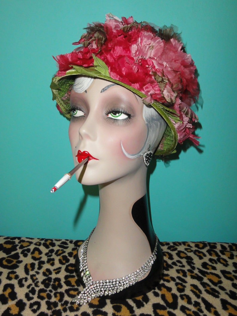 Vintage Pink Floral Bucket Hat pinup 1950s retro rockabilly Etsy