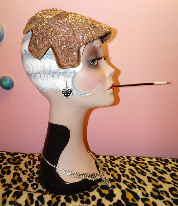 vintage fascinator hat brown Gem