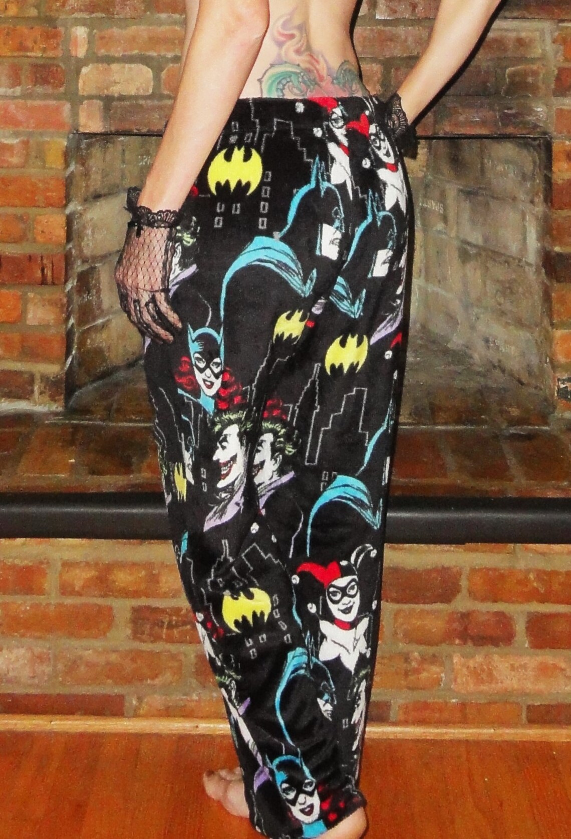 Vintage Batman Joker & Harley Quinn Pajama Pants XL black Etsy