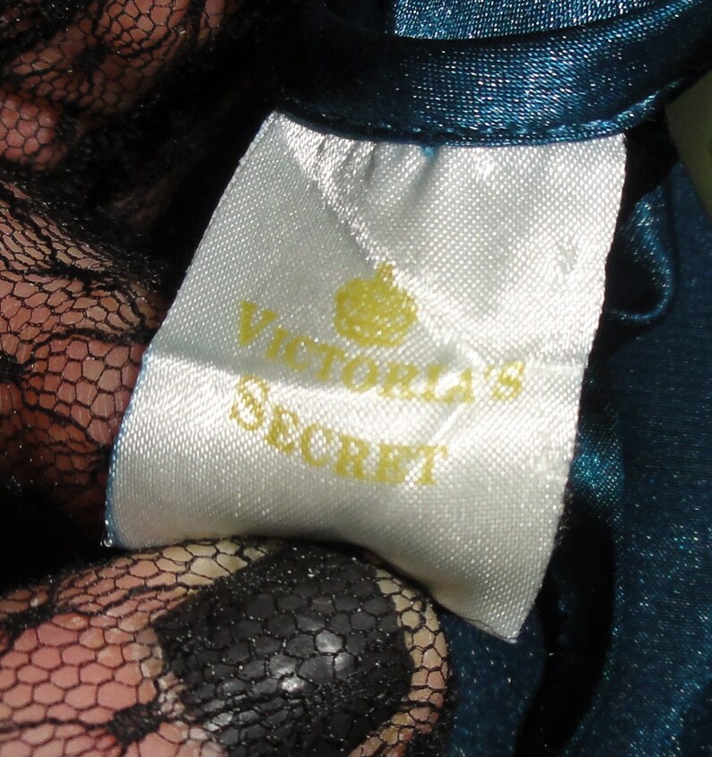 Vintage Teal Victoria/'s Secret Nightgown L lace high slit rockabilly boudoir pinup retro lingeire gift for her sleepwear pajamas nightie