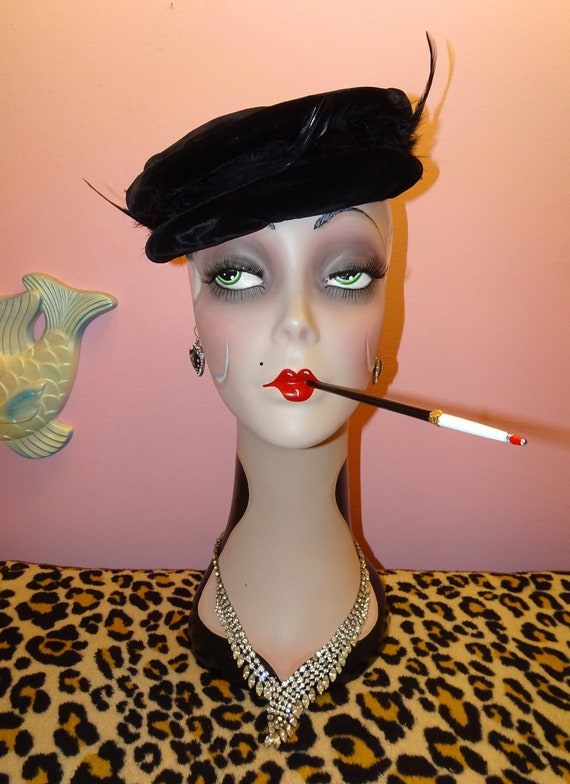 black pillbox fascinator Gem