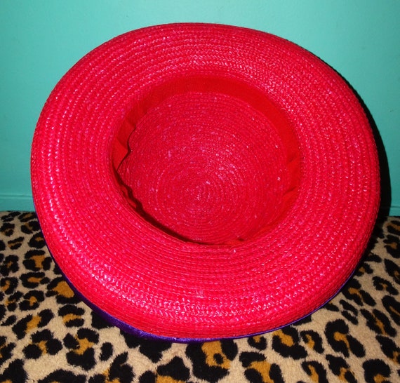 Vintage Red & Purple Church Hat w/ Bow - image 9