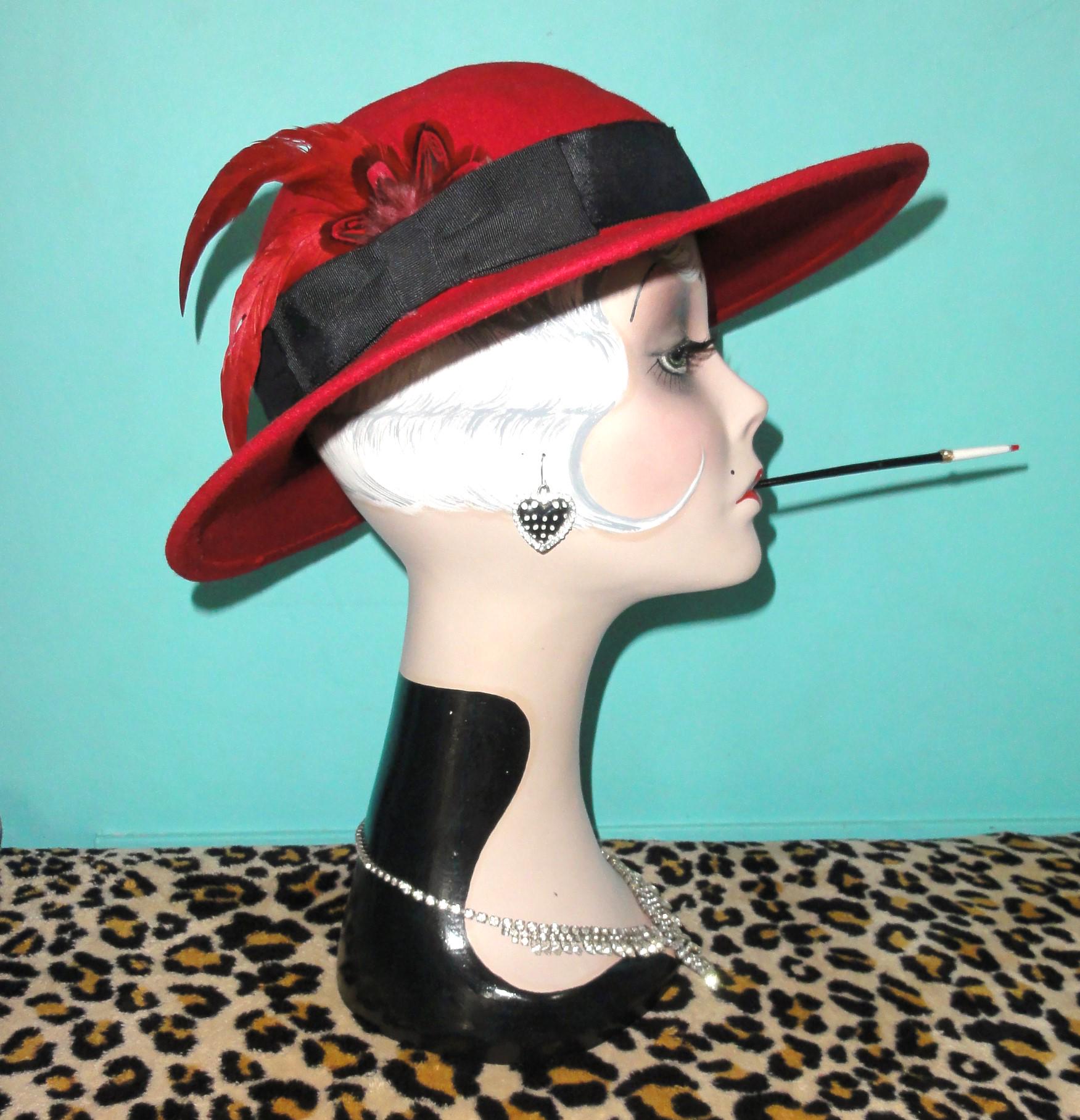 Vintage 70s Navy Wool Women\'s Wide Brim Hat Ribbon Bow Trim Arlin Kentucky Derby Wide Brim Blue Original Vintage Hats for Women | eBay main image 3