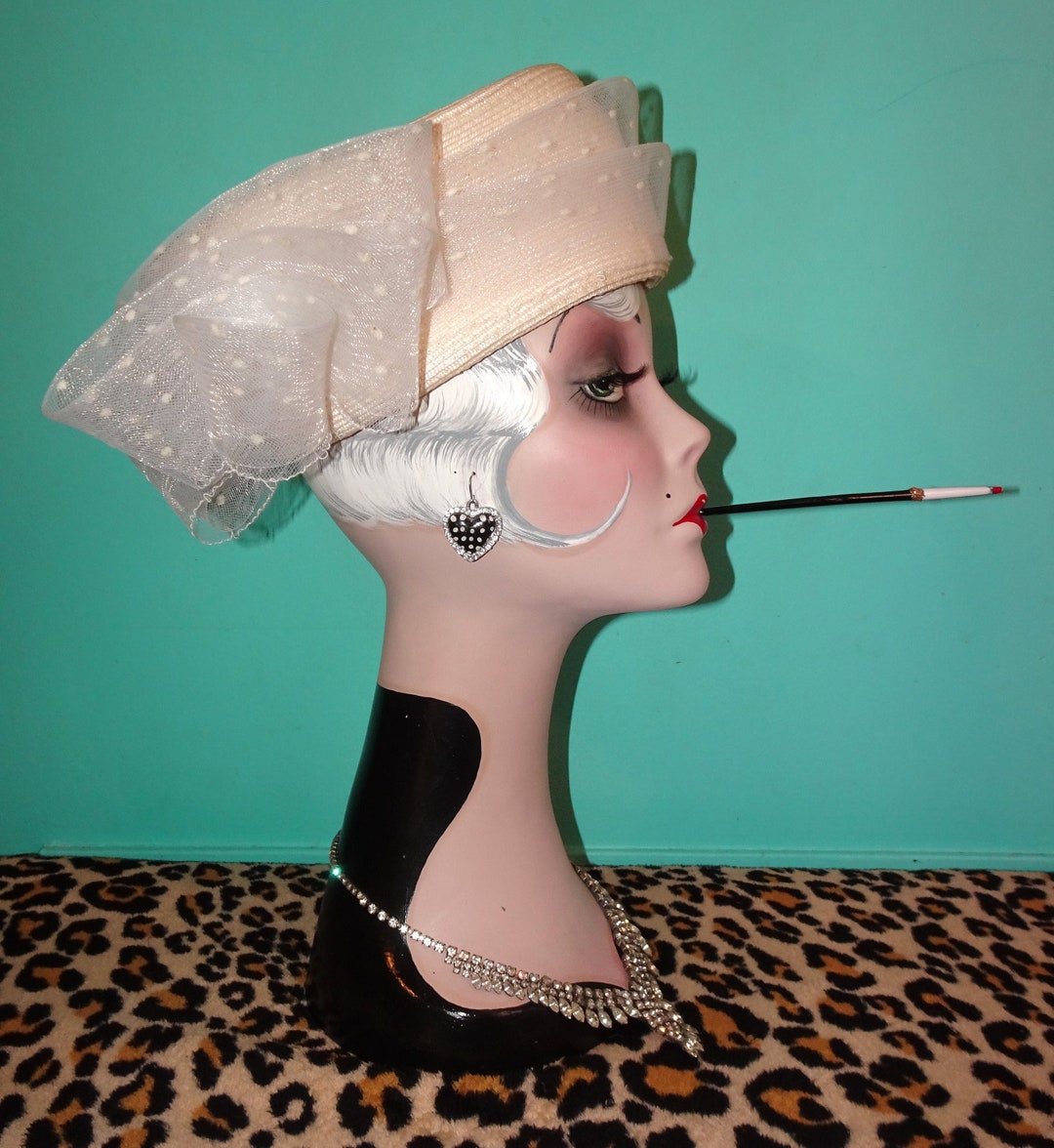 Vintage Mr. Hi's Classic White Pillbox Hat W/ Mesh Bow Etsy