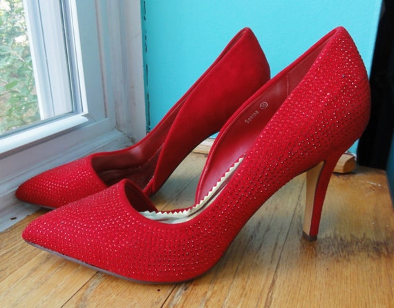ruby red high heel shoes