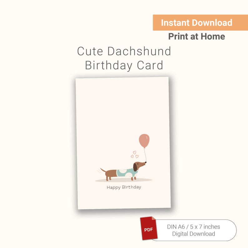 Happy Birthday Dachshund Card | Sausage Dog | Dachshund Card ...