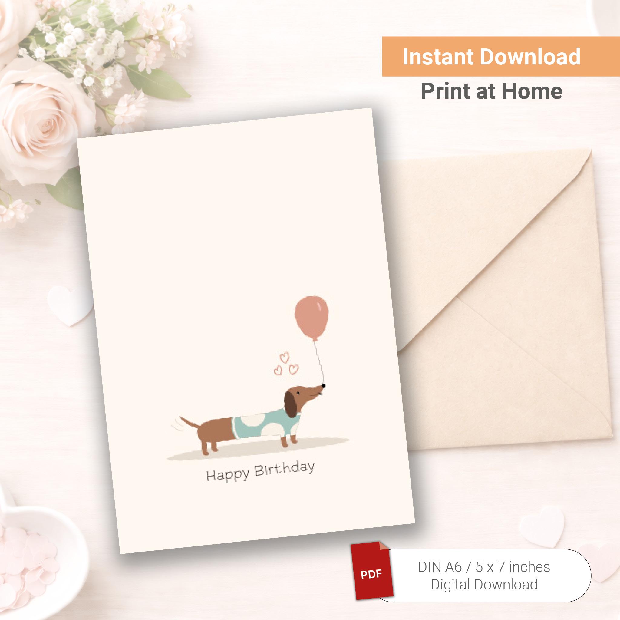 Happy Birthday Dachshund Card | Sausage Dog | Dachshund Card ...