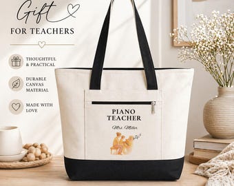 Bolso de mano personalizado para profesor de piano, regalo personalizado de agradecimiento para profesores, regalo para profesor de piano, bolso para profesor de música, regalo de fin de curso para profesores