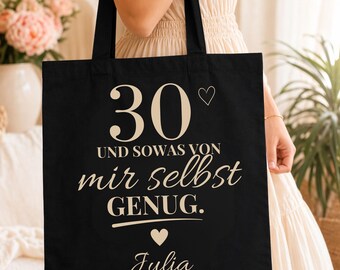 30 40 50 Geburtstag Jutebeutel personalisiert / Geschenk für Frau Freundin Mama Schwester / Stofftasche mit Name / Geburtstagsgeschenk Frau