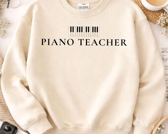 Sudadera de cuello redondo para profesor de piano, regalo para amantes de la música, elegante diseño de teclado.