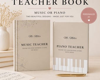 Diario personalizado para profesores de música, regalo personalizado de agradecimiento para profesores, regalo para profesores de piano, cuaderno de tapa dura, regalo de fin de año para profesores,