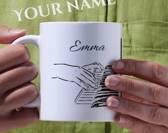Taza personalizada con diseño de piano, regalo personalizado para amantes de la música.