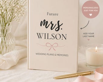 Cuaderno personalizado para la novia, diario para la futura Sra., cuaderno planificador de bodas personalizado, regalo para la despedida de soltera, libro de planes y recuerdos de boda.