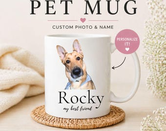 Taza personalizada con foto de mascota y nombre, taza personalizada para perros, gatos y caballos, regalo para amantes de las mascotas, taza de café personalizada con animales, taza conmemorativa para mascotas.