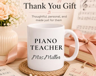 Taza personalizada para profesor de música, regalo de agradecimiento para profesor de piano, taza personalizada de agradecimiento para profesor de música, regalo de fin de curso para profesores