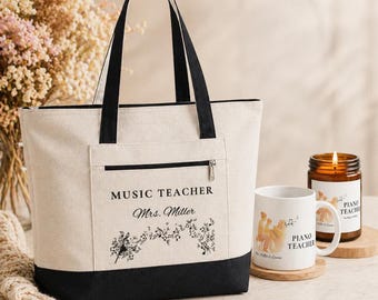 Bolso de tela personalizado para profesor de música, regalo de agradecimiento personalizado, bolso de lona.