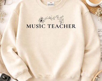 Sudadera para profesor de música, diseño elegante de notas musicales, regalo de agradecimiento