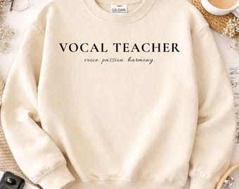 Sudadera para profesor de canto, sudadera con cuello redondo "Voice Passion Harmony", regalo para educador musical.