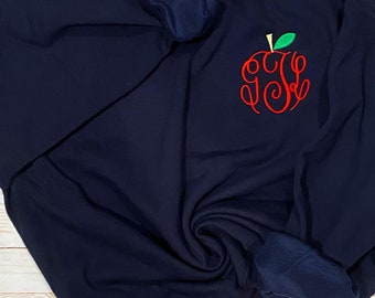 Apple Monogram Teacher sweatshirt, teacher monogram sweatshirt, teacher gift, teacher appreciation, teacher name sweatshirt