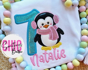 Penguin birthday shirt, penguin birthday outfit, penguin shirt, penguin party, penguin theme, penguin birthday girl, penguin birthday boy