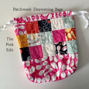 Patchwork Drawstring Bag – Pink Edit | Handmade Reusable Gift Bag