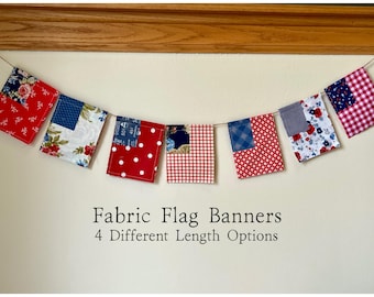 Fabric Flag Banner  – Multiple Sizes – Handmade Summer & Patriotic Decor