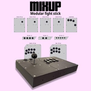 Mixup Modular Arcade Fight Stick Case, 3D Printed, Swappable Panels, Leverless Ready, Vewlix Noir Layout, DIY Fightstick Kit Case