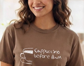 T-shirt met de tekst "Cappuccino Before 11am" – Grappig T-shirt voor koffieliefhebbers