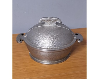 Pentola in ghisa rotonda in alluminio martellato Vintage Guardian Service con coperchio, 7 pollici (18 cm) GVC
