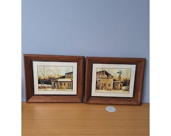 Vintage Paar Robert Nidy Old Country Scheune Windmühle 11x13, Home Interiors