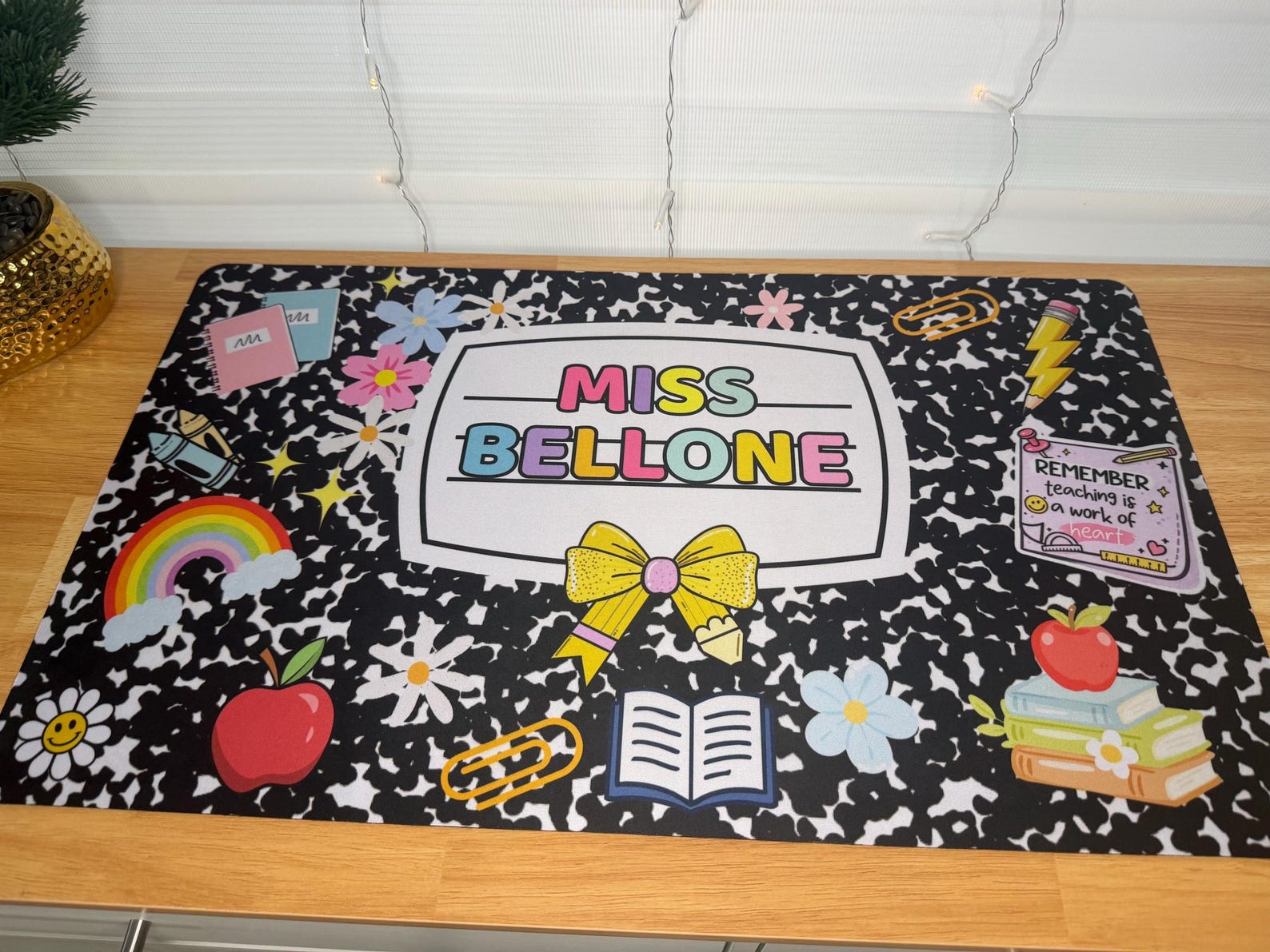 Custom Composition Notebook Teacher Desk Mat | Personalized Teacher ...