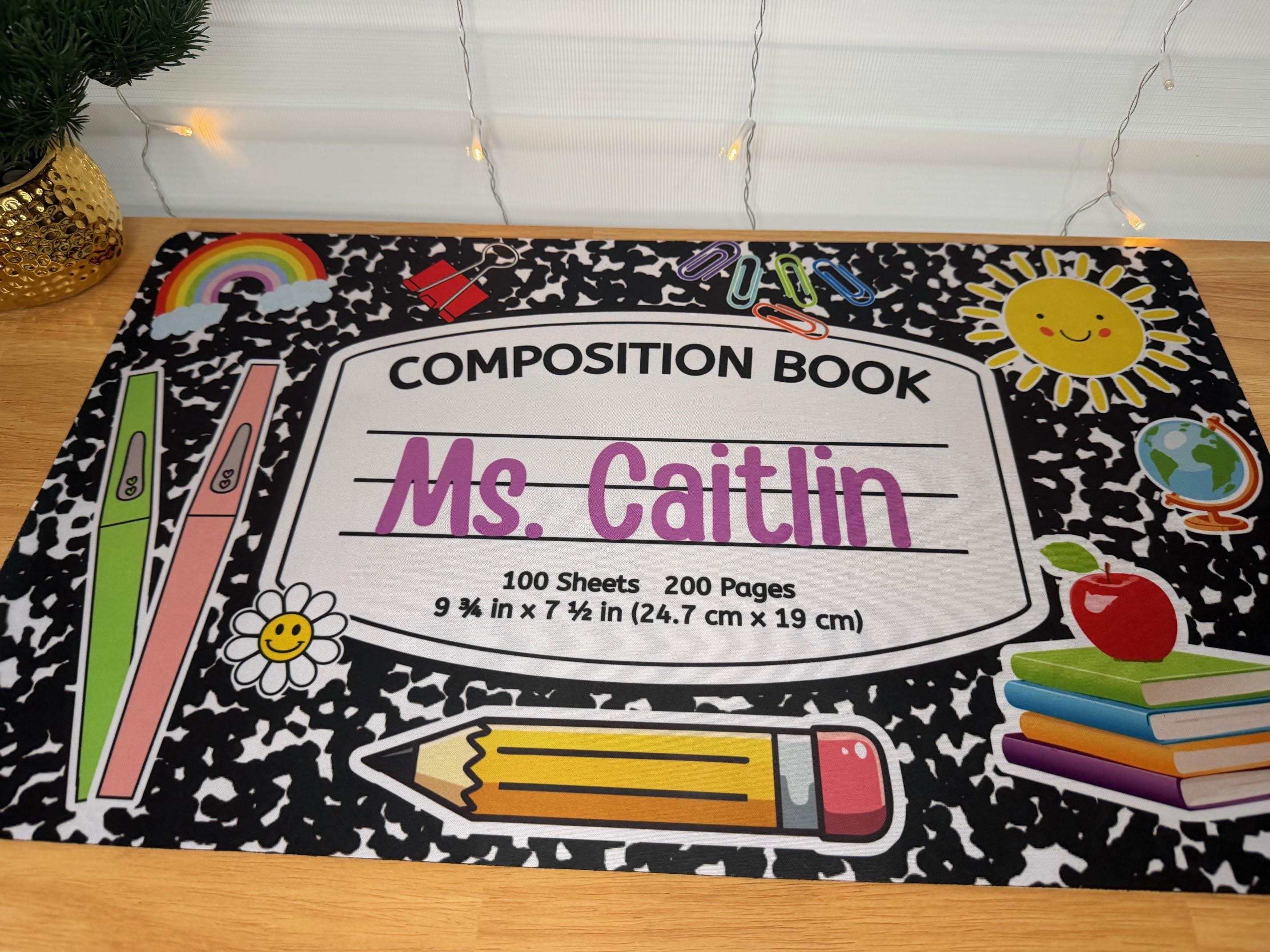 Composition Notebook Desk Mat | Personalized Teacher Desk Pad | School ...