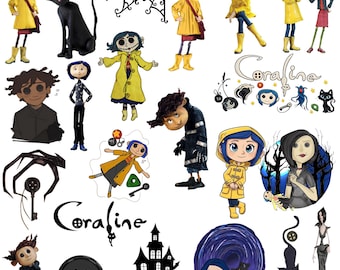 Coraline PNG Clipart, Gothic Character Art Digital Download