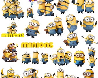Pacchetto di immagini PNG dei Minions, download digitale trasparente ad alta risoluzione per sublimazione