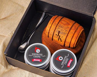 Kit personalizado de ahumador de whisky de madera, juego personalizado de ahumador de bourbon para cócteles, regalos de vino grabados con caja de regalo para esposo, padre o padrino de boda.
