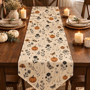 Halloween-bordlöpare: Spöke-, pumpa- och fladdermustryck (72 x 13,8 tum polyester)