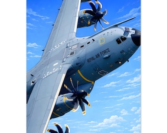 A400M Atlas Royal Air Force Aircraft Print – Aviation Wall Art, Pilot View Poster