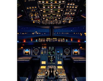 A320 Flight Deck - Cockpit Wall Art - Pilot Gift - Airbus Poster - AvGeek Poster