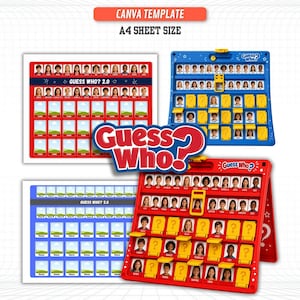 Guess Who Canva Template Bundle, Custom Guess Who Game Editable in Canva, DIY Guess Who Board Game Sheets, Photo Guessing Game Template