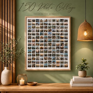 150 Photo Collage Template, Minimalist Grid Poster, Family Photo Collage, Memory Wall Art, Anniversary Collage Print, 24x36 Poster